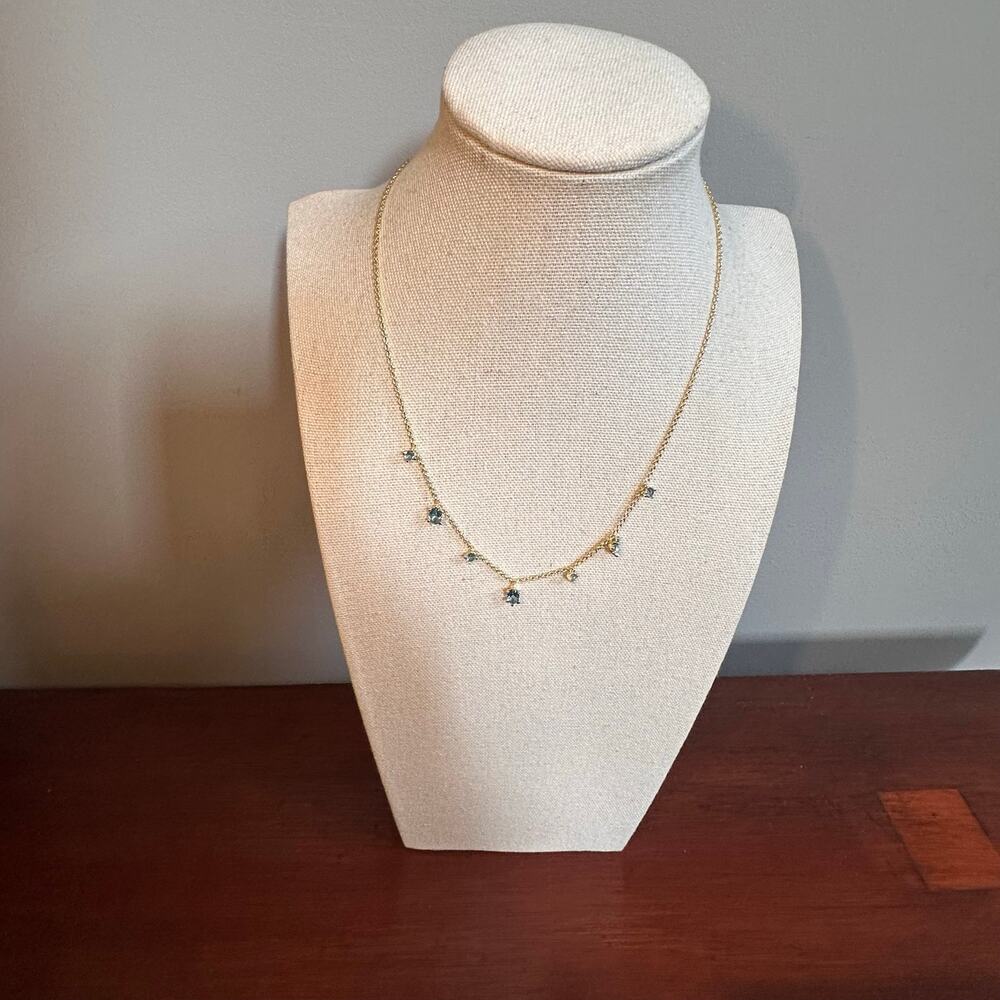 The Kendra Scott Cailin Delicate Strand Necklace NWT Gold Aqua Crystal Jewelry - Picture 7 of 13